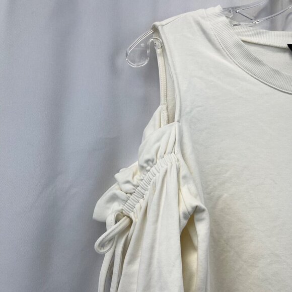 1. State Women’s Cold Shoulder Off White Sweatshirt Size Medium Long Sleeve - Picture 4 of 9